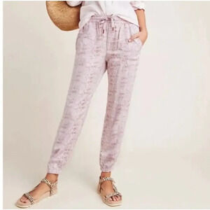 Anthropologie Orana Printed Joggers‎ Pink Snakeskin Print Pants Women’s Size XS